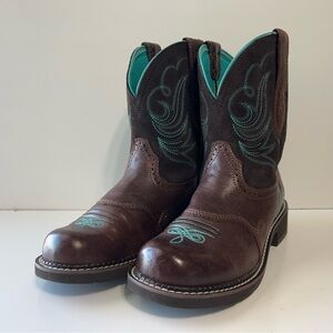Women’s Dark Brown Leather Ariat Fatbaby Heritage Dapper Western Boots Size 9B